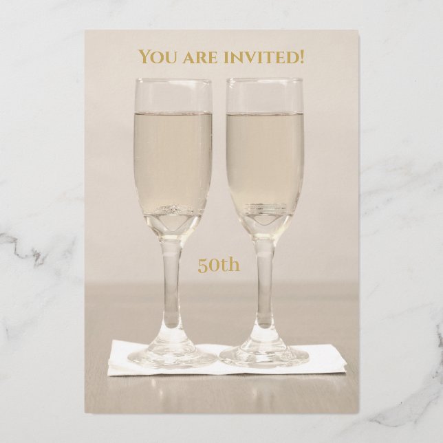 Rings White Gold 50th Wedding Anniversary  Foil Invitation (Back)