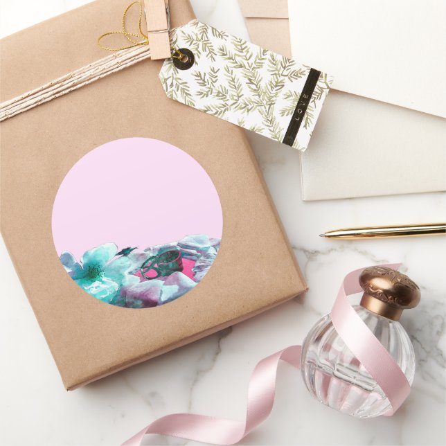 Rings with white rose petals classic round sticker (Gifting)