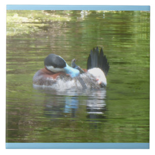 Ringtaling Duck Cust. Border Color Ceramic Tile