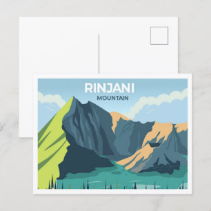 Rinjani Indonesia travel place illustration Postcard