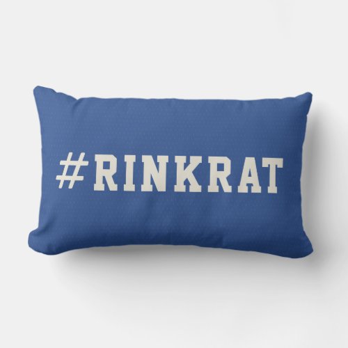 Rink Rat Royal Blue Ice Hockey Hashtag Lumbar Pillow