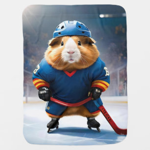 "Rink Rookie: The Ice Hockey Guinea Pig" Baby Blanket