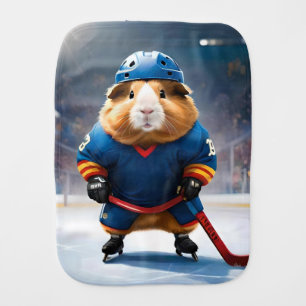 "Rink Rookie: The Ice Hockey Guinea Pig" Baby Burp Cloth