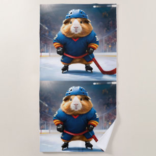 "Rink Rookie: The Ice Hockey Guinea Pig" Beach Towel