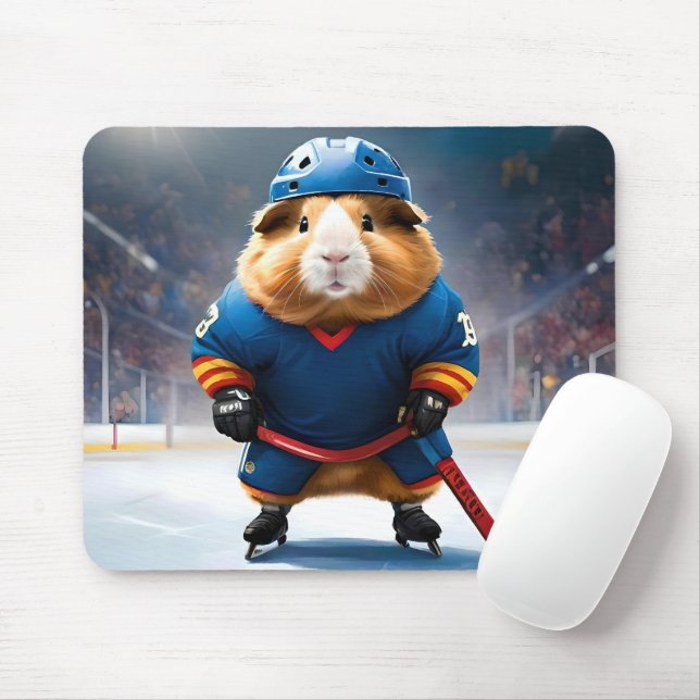 "Rink Rookie: The Ice Hockey Guinea Pig" Mouse Pad (With Mouse)