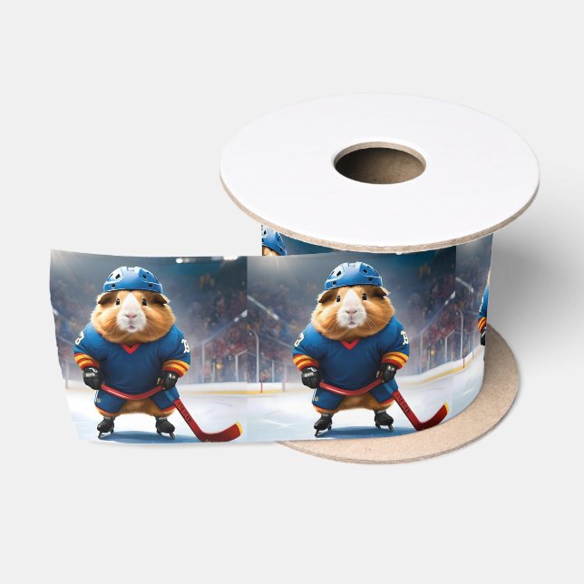 "Rink Rookie: The Ice Hockey Guinea Pig" Satin Ribbon (Spool)