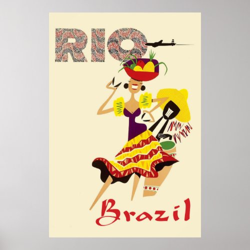 Rio Brazil Brazilian Dancer with drummer Poster