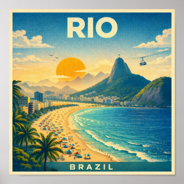 Rio Brazil Vintage Travel Poster (Front)
