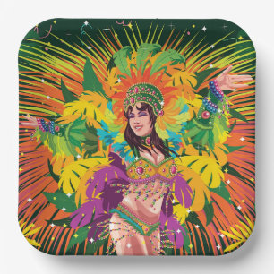 Rio Carnival Dancer Paper Plates