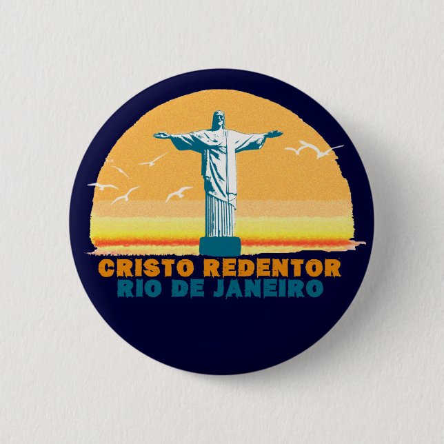 Rio - Corcovado - Jesus Christ the Redeemer Button (Front)
