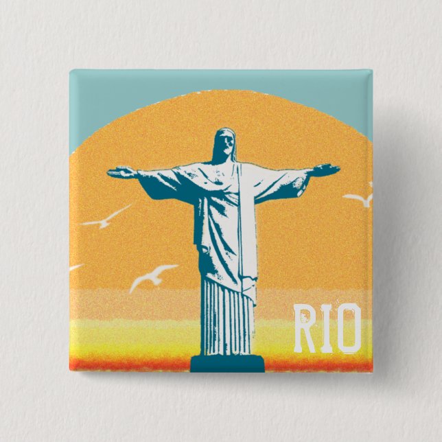 Rio - Corcovado - Jesus Christ the Redeemer Button (Front)