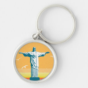 NEW RIO DE JANEIRO BRAZIL BRASIL CRISTO CORCOVADO SOUVENIR METAL KEYCHAIN