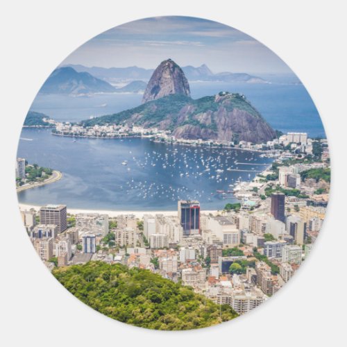 Rio de Janeiro aerial view Classic Round Sticker