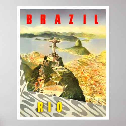 Rio de Janeiro Brasil vintage travel poster