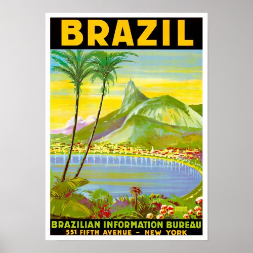 Rio de Janeiro Brasil vintage travel poster