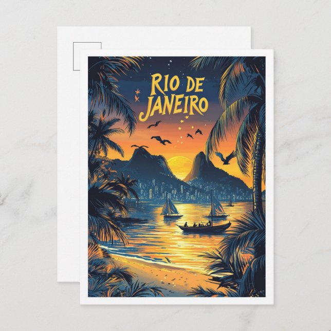 Rio de Janeiro Brazil Art Vintage Travel Postcard (Front/Back)