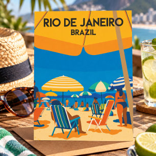Rio De Janeiro Brazil Beach Vintage Travel Postcard