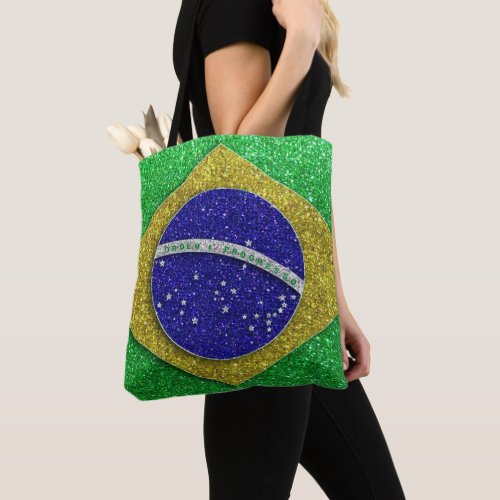 Rio de Janeiro Brazil Brazilian Flag Glitter Tote Bag
