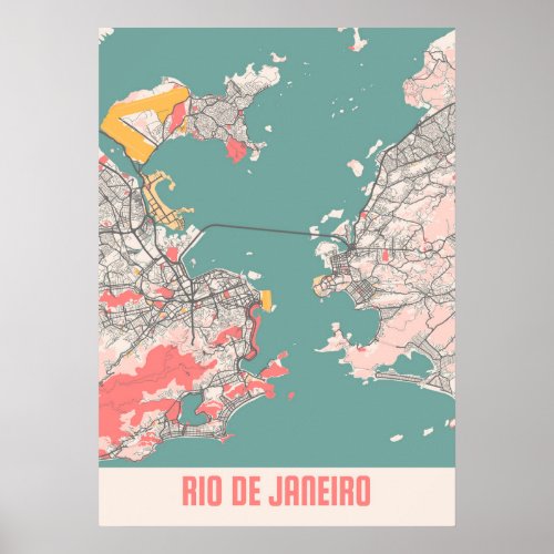 Rio De Janeiro _ Brazil Chalk City Map Poster