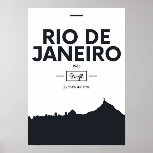 Rio de Janeiro Brazil  City Coordinates Poster