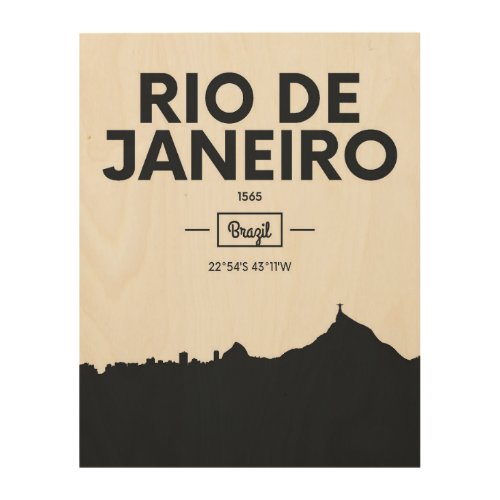 Rio de Janeiro Brazil  City Coordinates Wood Wall Decor