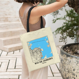 Rio de Janeiro, Brazil City Map Tote Bag
