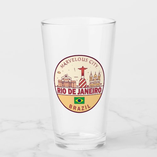 Rio de Janeiro Brazil City Skyline Emblem Glass