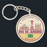 Rio de Janeiro Brazil City Skyline Emblem Keychain<br><div class="desc">Rio de Janeiro minimalist,  colorful art design featuring monuments and landmarks of the city in Brazil.</div>