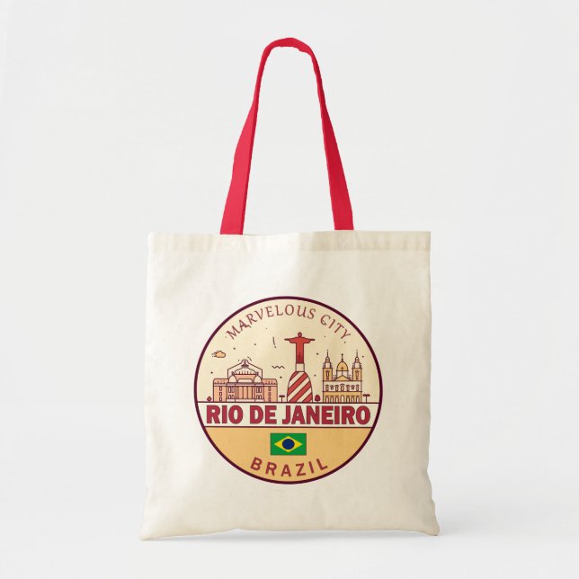 Rio de Janeiro Brazil City Skyline Emblem Tote Bag (Front)