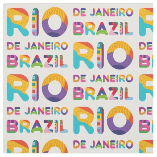 Rio De Janeiro Brazil Colorful Text Fabric