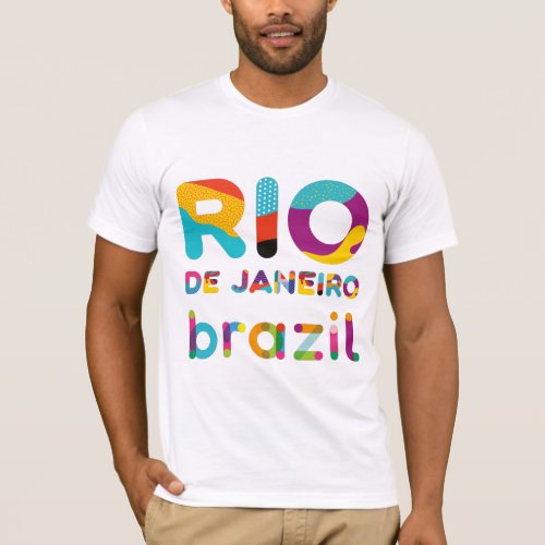 Rio De Janeiro Brazil colorful text T_Shirt