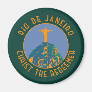 Rio De Janeiro Brazil Distressed Circle Magnet