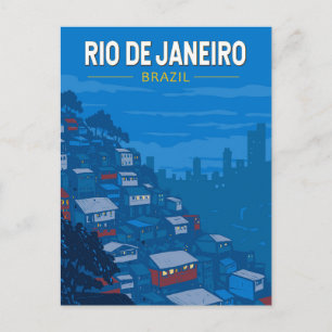 Rio De Janeiro Brazil Favela Travel Art Vintage Postcard