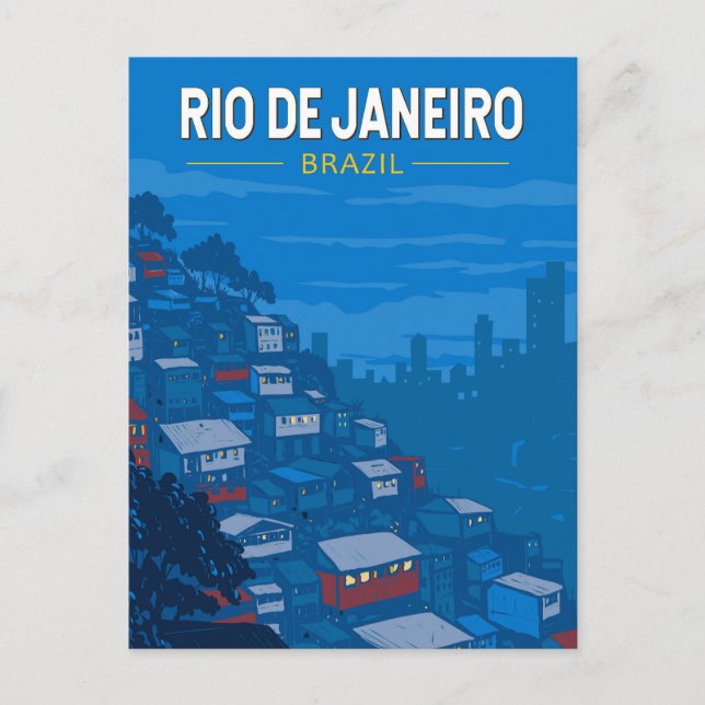 Rio De Janeiro Brazil Favela Travel Art Vintage Postcard (Front)