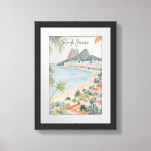 Rio de Janeiro Brazil Gouache Illustration Travel Framed Art