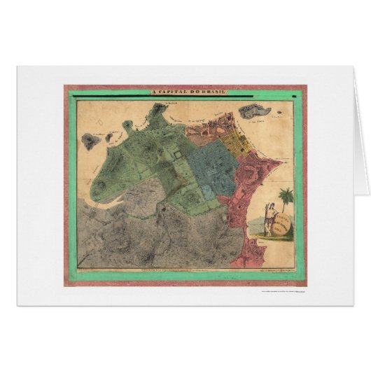 Rio De Janeiro Brazil Map 1831 Cards (Front Horizontal)