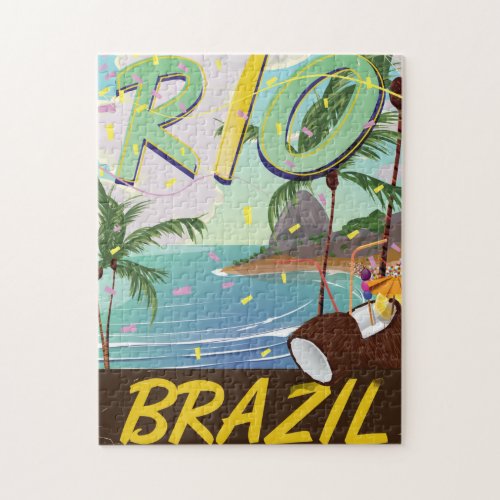 rio de janeiro Brazil retro travel print Jigsaw Puzzle