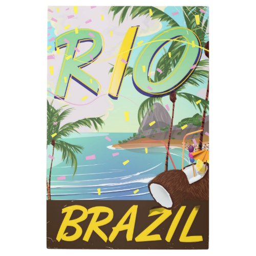 Rio de janeiro Brazil retro travel print Metal Print