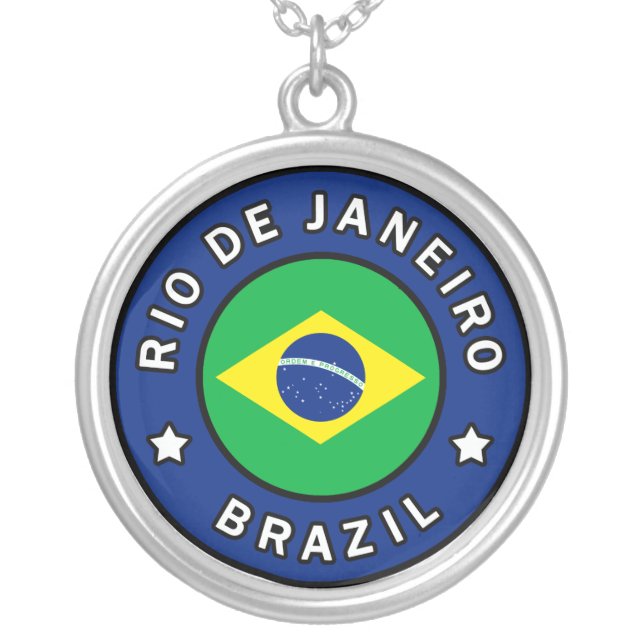 Rio de Janeiro Brazil Silver Plated Necklace (Front)