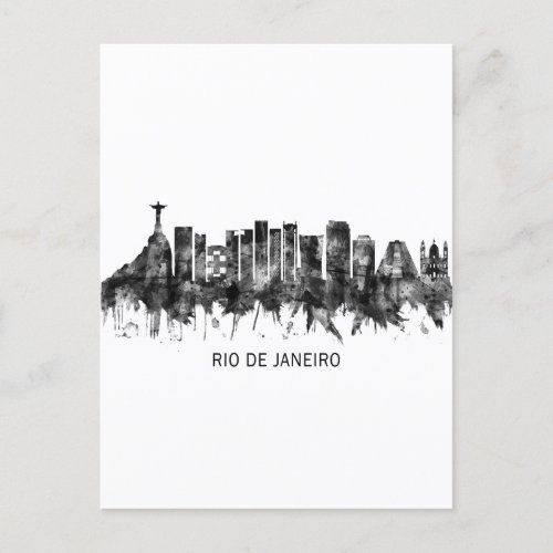 Rio de Janeiro Brazil Skyline BW Invitation Postcard