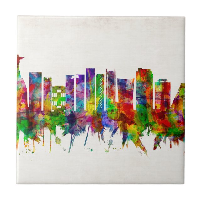 Rio de Janeiro Brazil Skyline Ceramic Tile (Front)