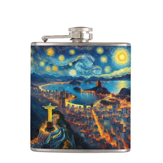 Rio De Janeiro Brazil Starry Night Flask (Front)