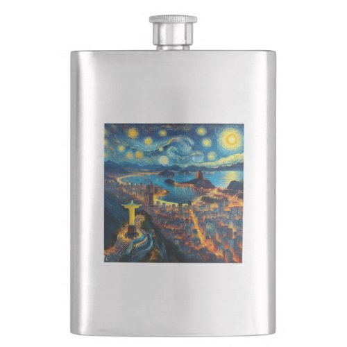 Rio De Janeiro Brazil Starry Night Flask