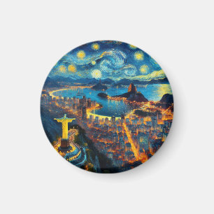Rio De Janeiro Brazil Starry Night Magnet