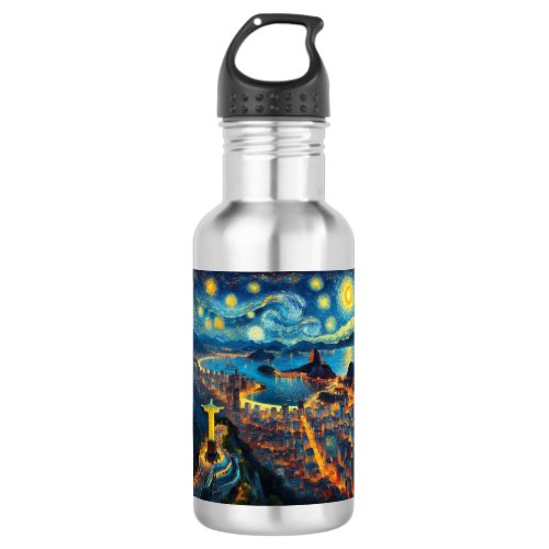 Rio De Janeiro Brazil Starry Night Stainless Steel Water Bottle