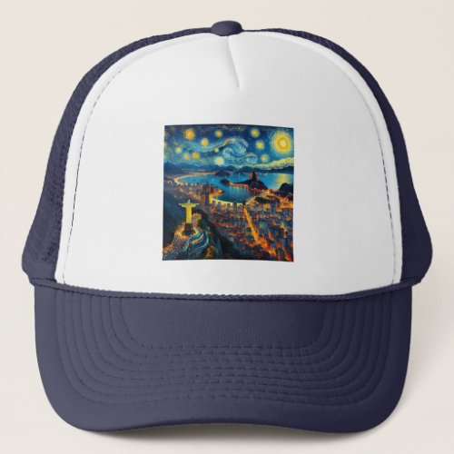 Rio De Janeiro Brazil Starry Night Trucker Hat