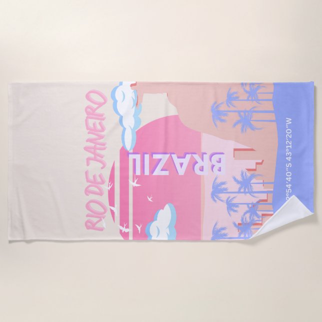 Rio de Janeiro Brazil Travel Art Beach Towel (Front)