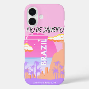 Rio de Janeiro Brazil Travel Art Pink Poster iPhone 16 Case
