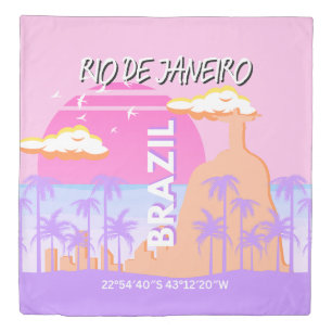 Rio de Janeiro Brazil Travel Art Pink Poster Duvet Cover