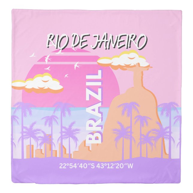 Rio de Janeiro Brazil Travel Art Pink Poster Duvet Cover (Front)